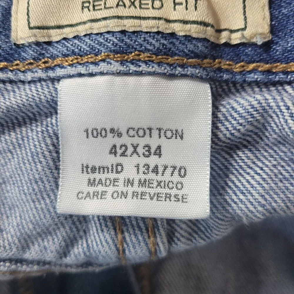 Vtg L.L. Bean Relaxed Fit Blue Jeans 42x34 Big Mens Med Wash Heavy Work Denim